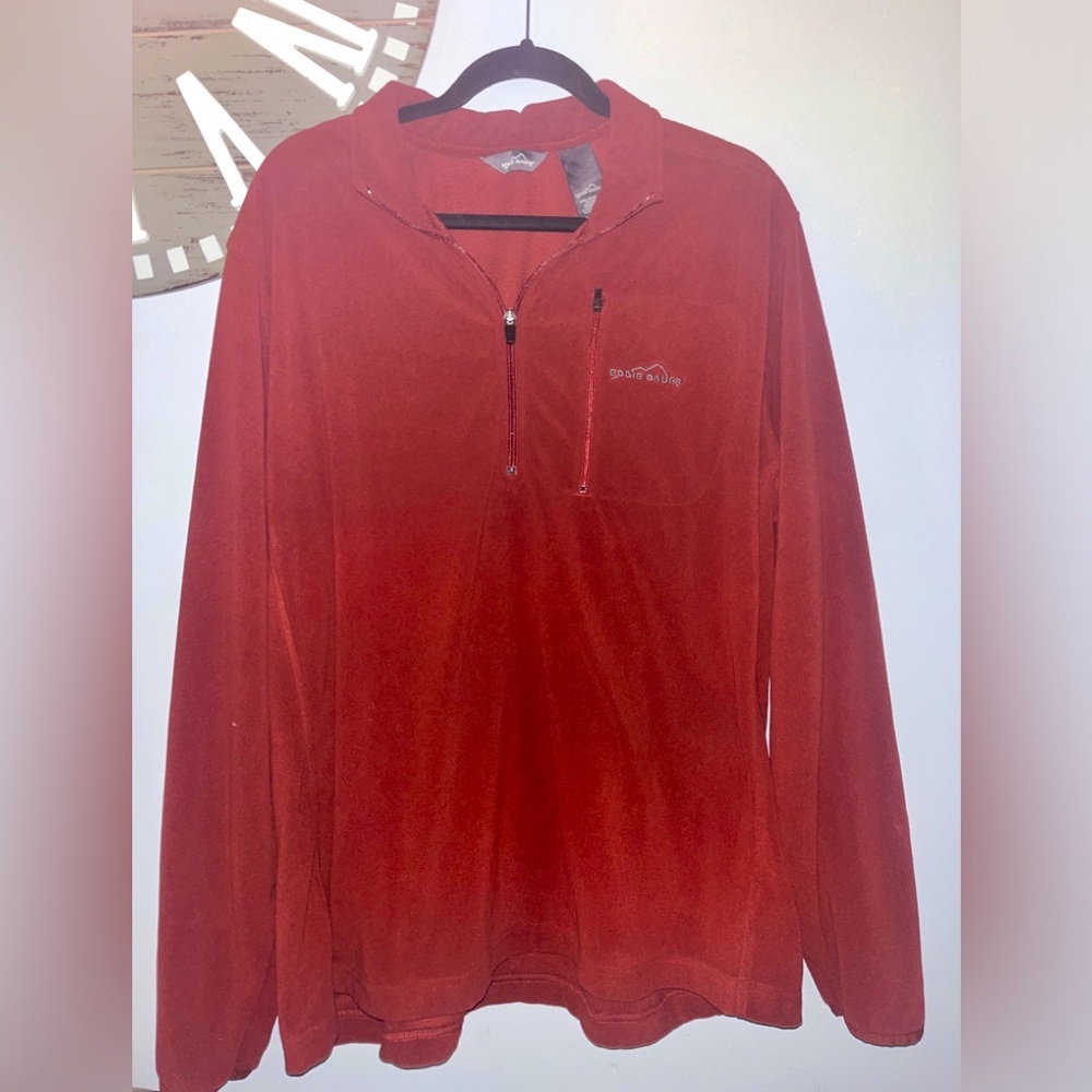 Eddie Bauer rust colored 1/4 zip pullover fleece jacket size XXL